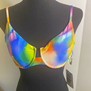 Bikini Top Women's‎ Size L by Becca Colorful with Tie Back NWT MSRP $88